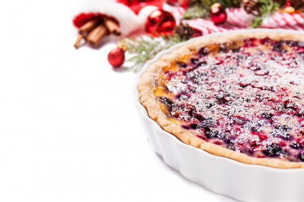 Close-up of tasty berries cake