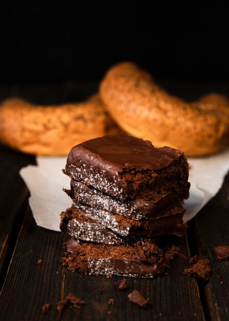 Close-up tasty homemade brownies