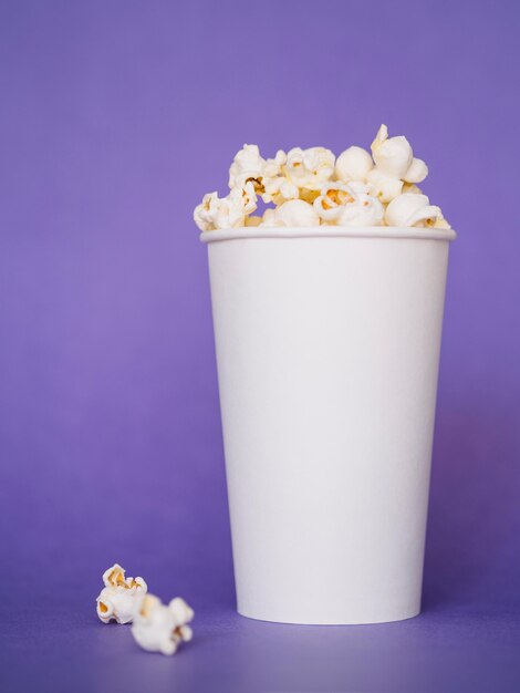 Close-up tasty popcorn box ready to be served