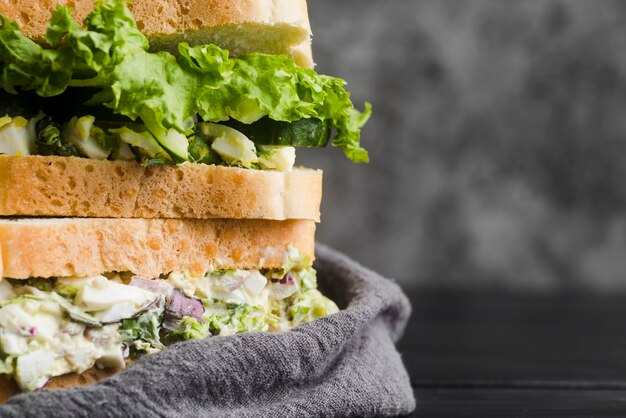 Close-up tasty sandwich on table