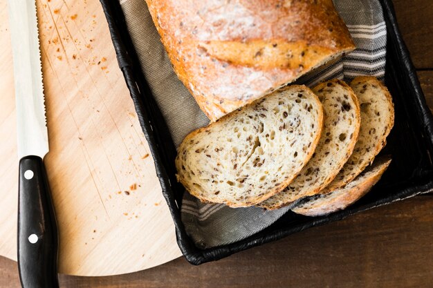 Close-up tasty slices of bread