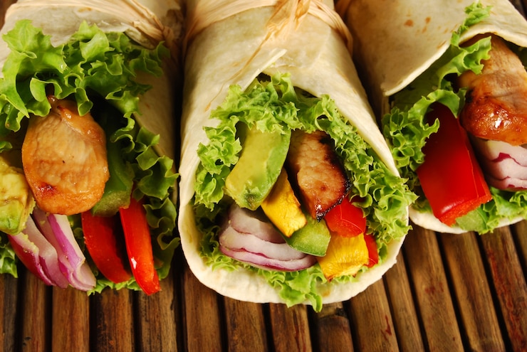 Free Photo close-up of tasty wraps