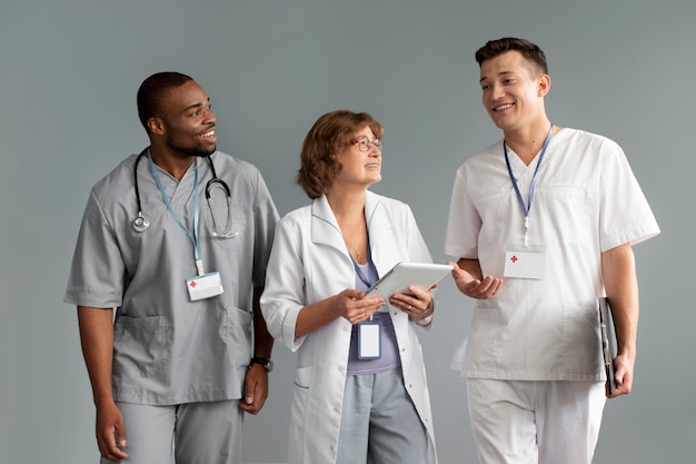 Free Photo close up on team of health workers