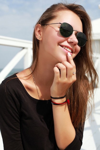 Close-up of teenager touching her lip