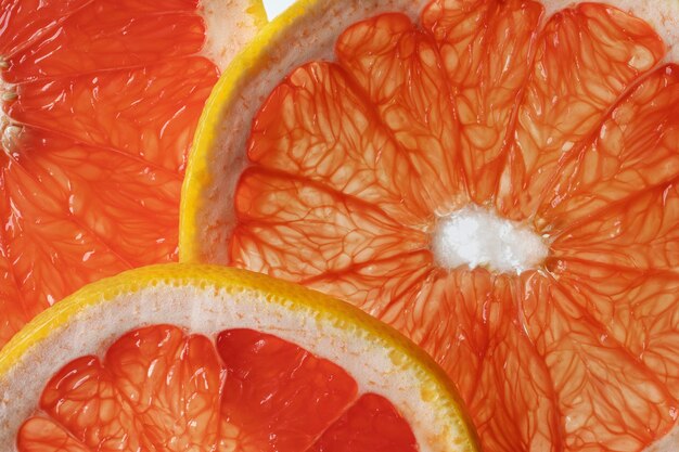 Close-up texture of citrus fruit slices