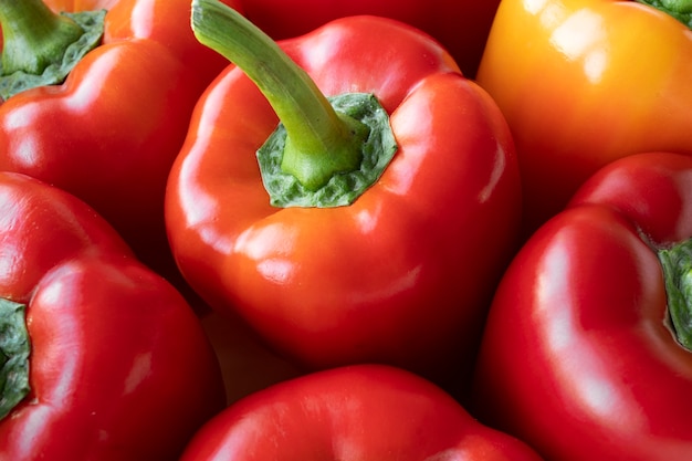 Close-up texture of red bell peppers