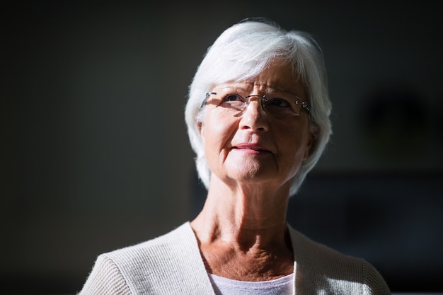 Close-up of thoughtful senior woman