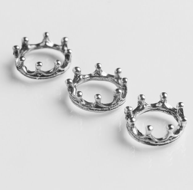 Close-up of three crowns for epiphany day