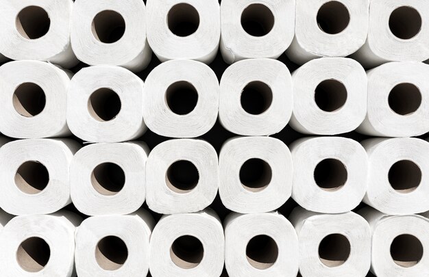 Close-up toilet paper rolls