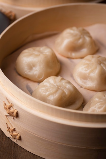 Close-up of traditional asian dumplings