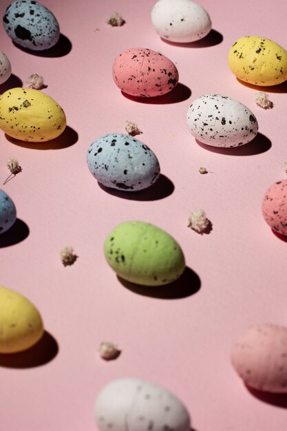 Close-up traditional decorative easter eggs