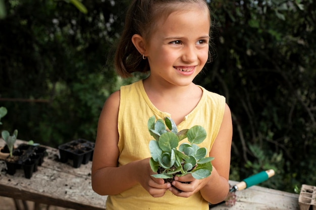 Free photo close up on transplanting process of plants