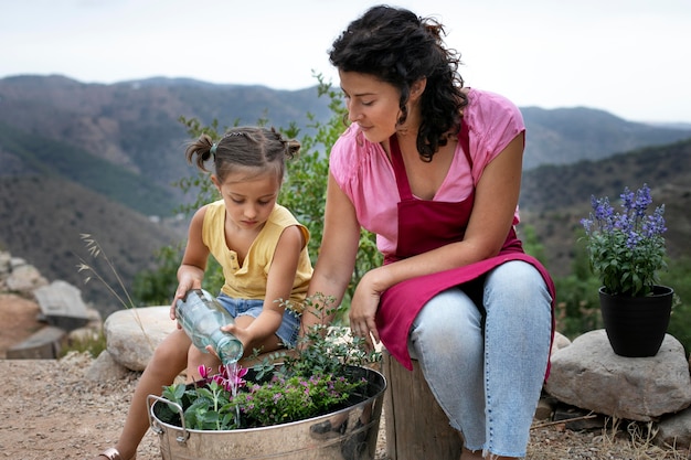 Free photo close up on transplanting process of plants