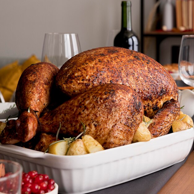 Close-up turkey prepared for thanksgiving day