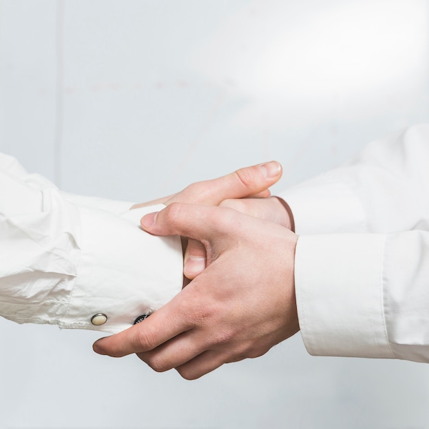Free Photo close-up of two business partners shaking hands