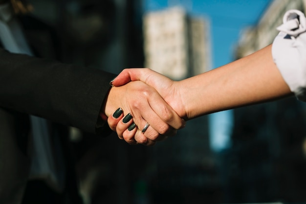 Close-up of two businesspeople shaking hands