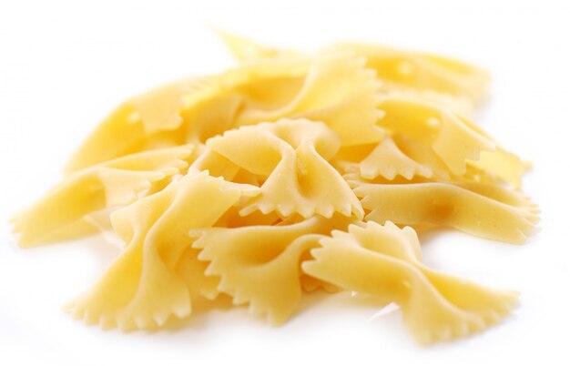 Close up of uncooked farfalle pasta