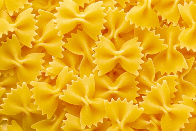 Close up uncooked farfalle