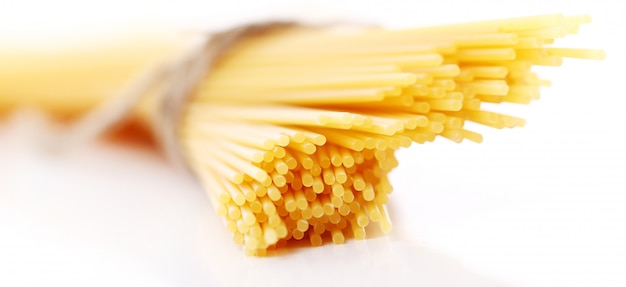 Close up of uncooked spaghetti