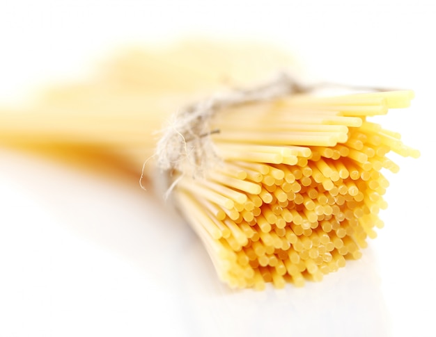 Close up of uncooked spaghetti