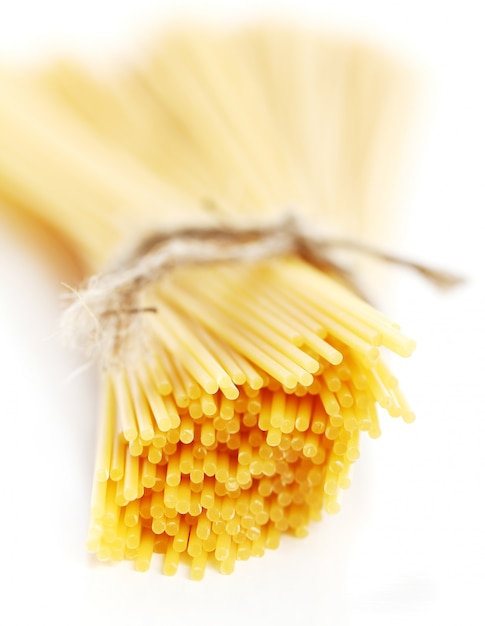 Close up of uncooked spaghetti