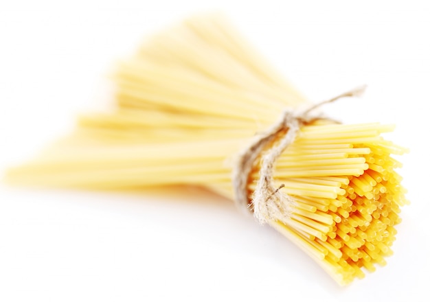 Close up of uncooked spaghetti