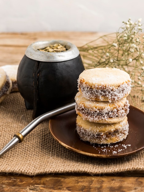 맛있는 alfajores 개념의 클로즈업