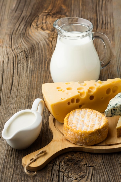 Close-up variety of gourmet cheese ready to be served