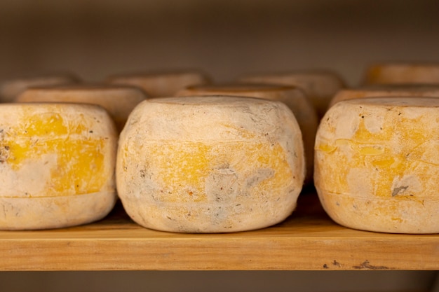 close-up variety of mature cheese