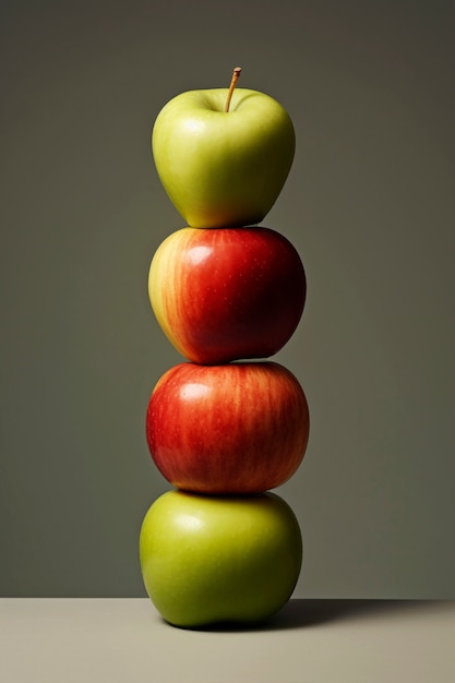 Free photo close up various colored apples