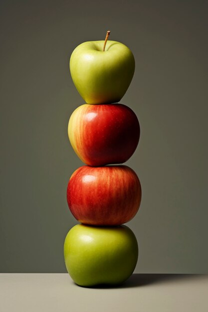 Close up various colored apples