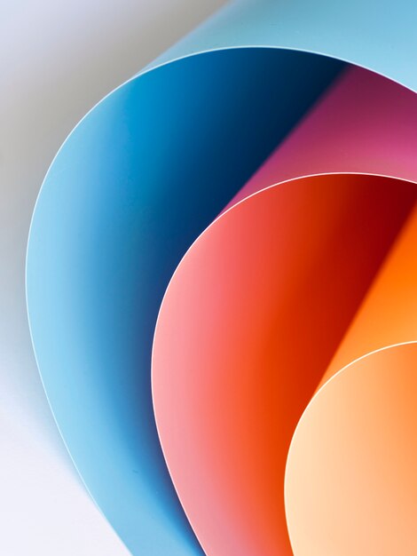 Close-up of vibrant bent paper sheets