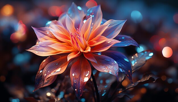 Крупный план яркого разноцветного цветка в природе, созданного искусственным интеллектом