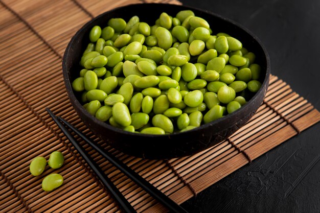 Close-up view of asian beans concept