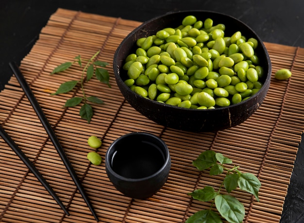 Close-up view of asian beans concept