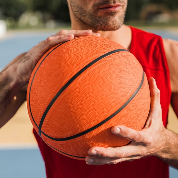 Close-up view of basketball ball