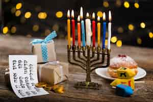 Foto gratuita vista ravvicinata del bellissimo concetto di hanukkah