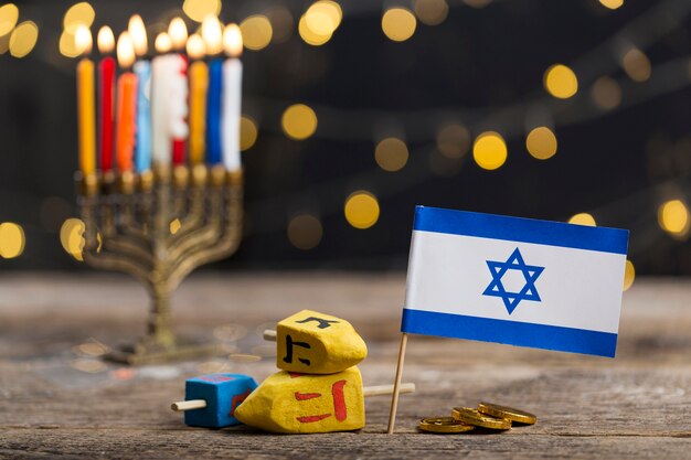 close-up view of beautiful hanukkah concept