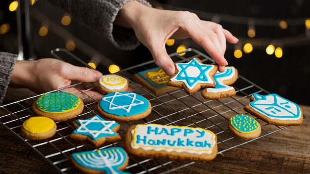 close-up view of beautiful hanukkah concept