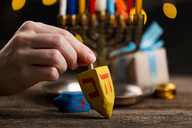 Close-up view of beautiful Hanukkah concept