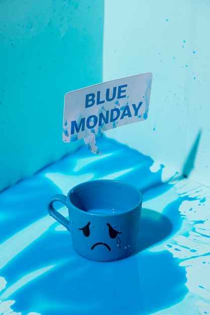 Крупным планом вид концепции синий понедельник