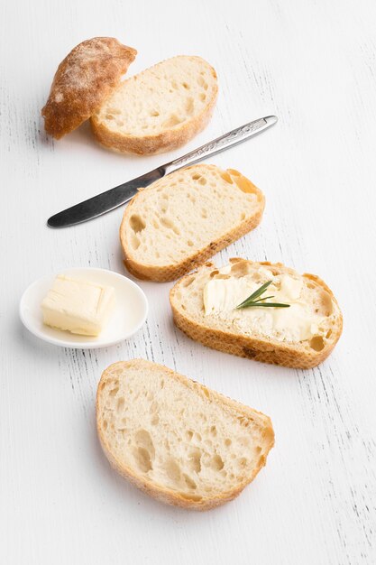 Крупным планом вид концепции ломтики хлеба