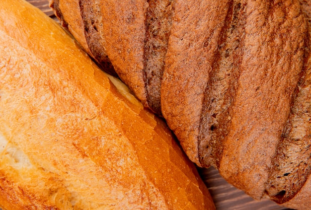 Close-up view of breads as vietnamese baguette and black bread 