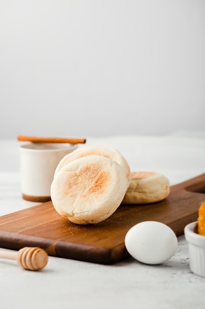 Close-up view of breakfast bread rolls