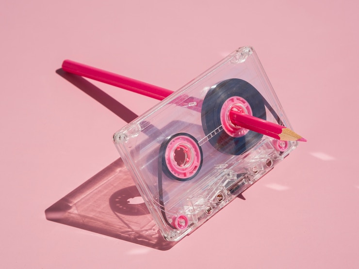 Free Photo close-up view of casette music concept