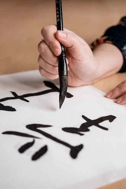 Close-up view of chinese ink concept