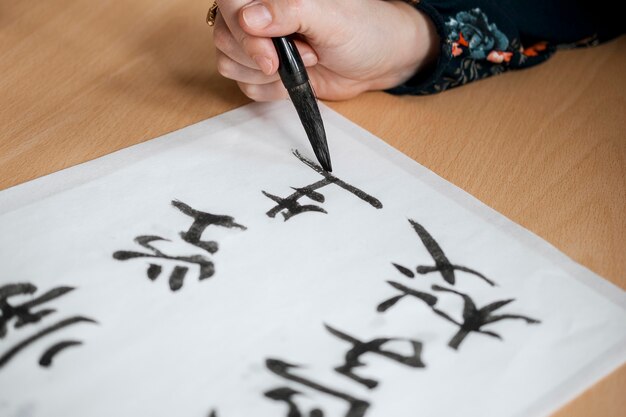 Close-up view of chinese ink concept