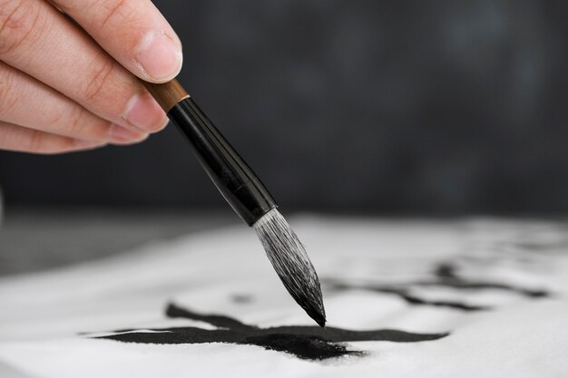 Close-up view of chinese ink concept