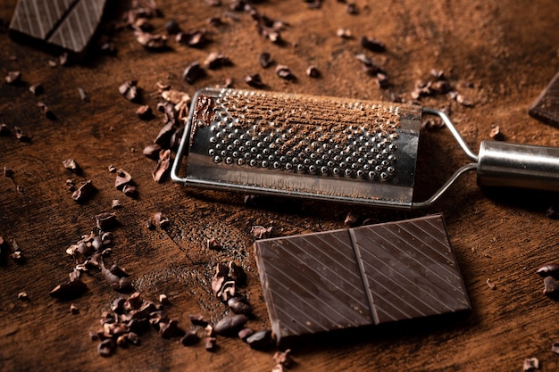 Крупным планом вид концепции шоколадного батончика