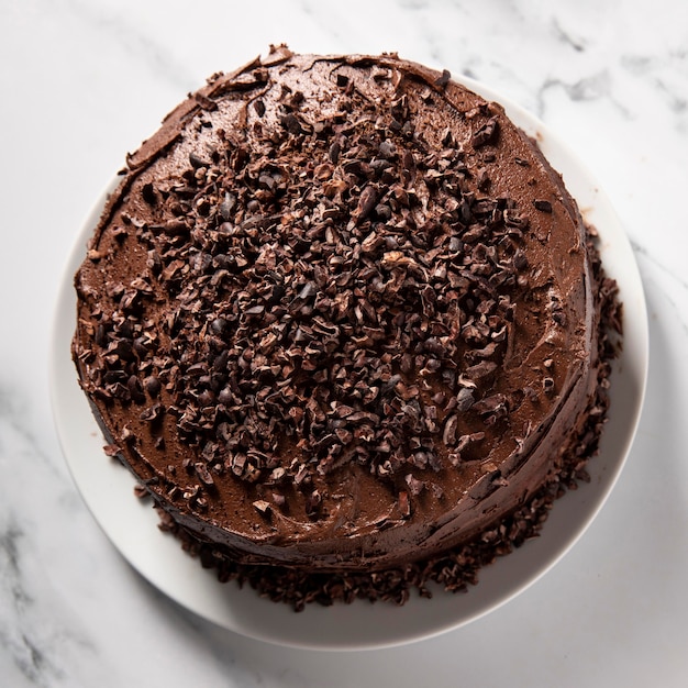 Foto gratuita vista ravvicinata del concetto di torta al cioccolato